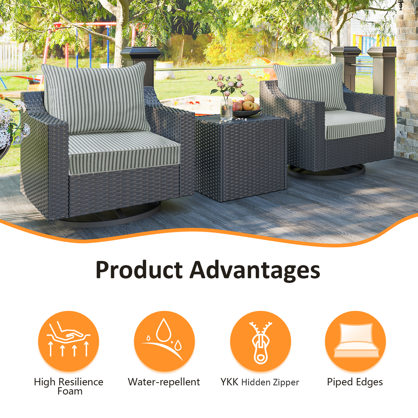 Unimatta Outdoor 24" x24" Deep Seat Cushion Black and White