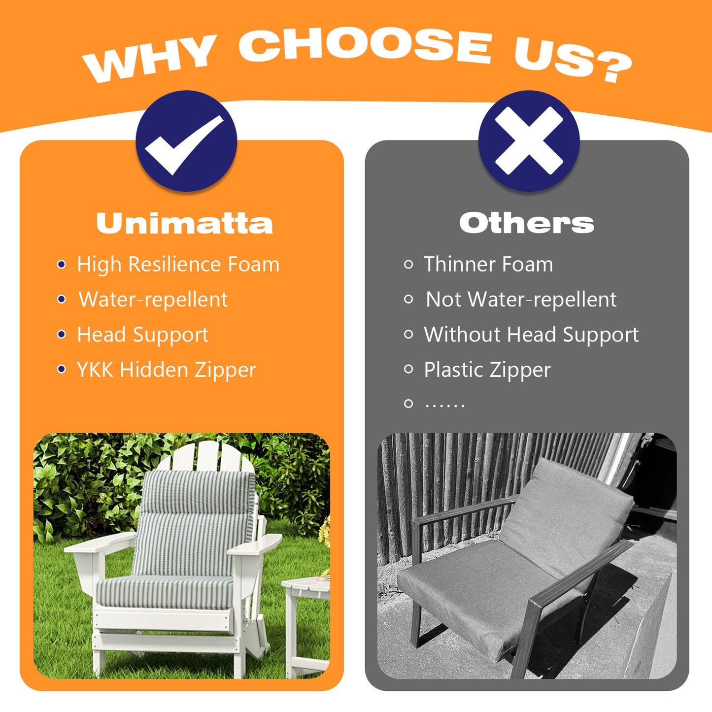 Unimatta Outdoor 44" x21" High Back Cushion
