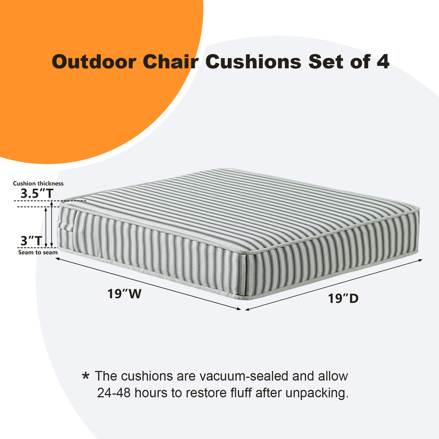 Unimatta Outdoor 19" x19" Seat Cushion Black and White