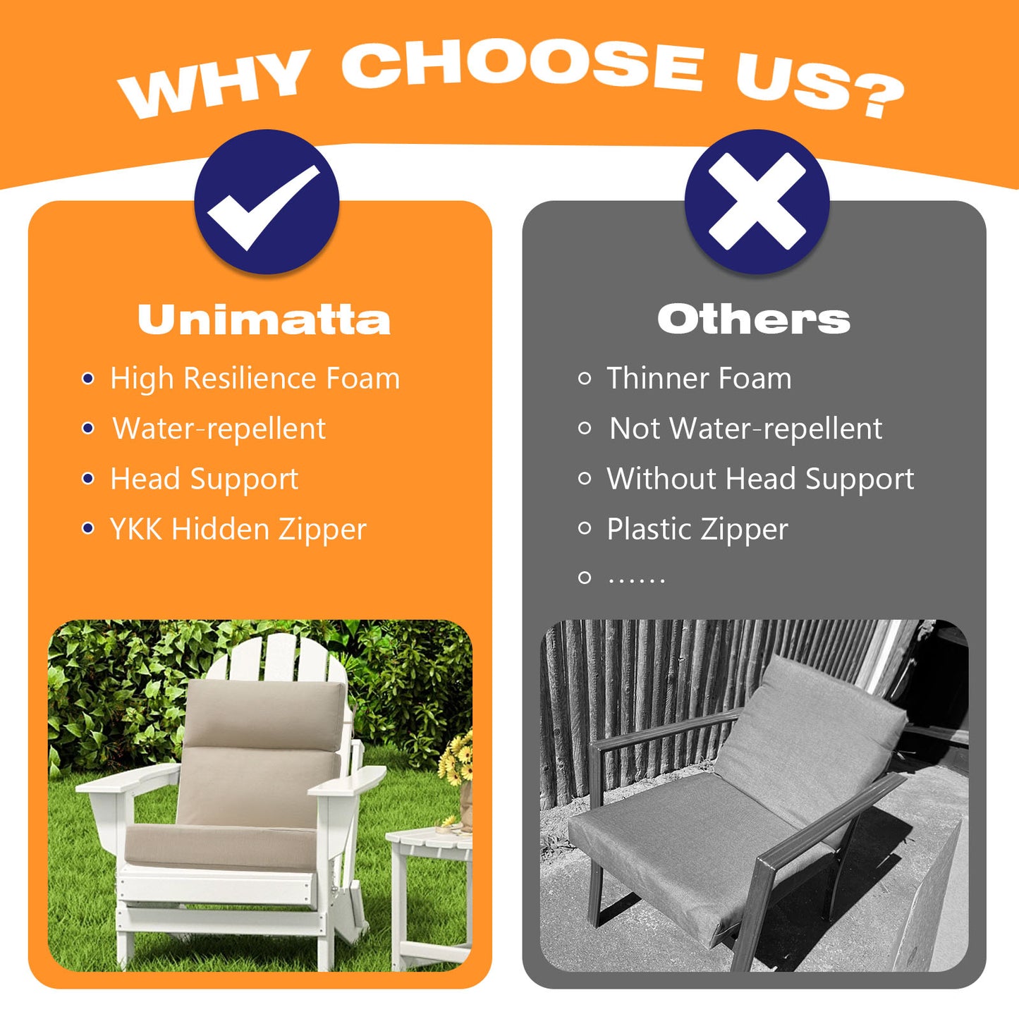Unimatta Outdoor 44" x21" High Back Cushion