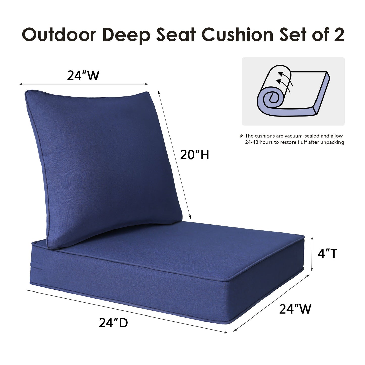Unimatta Outdoor 24" x24" Deep Seat Cushion Navy