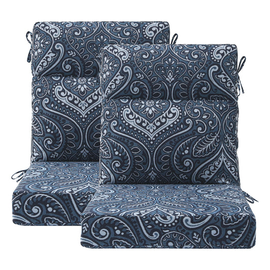 Unimatta Outdoor 44" x21" High Back Cushion Damask Blue Flower