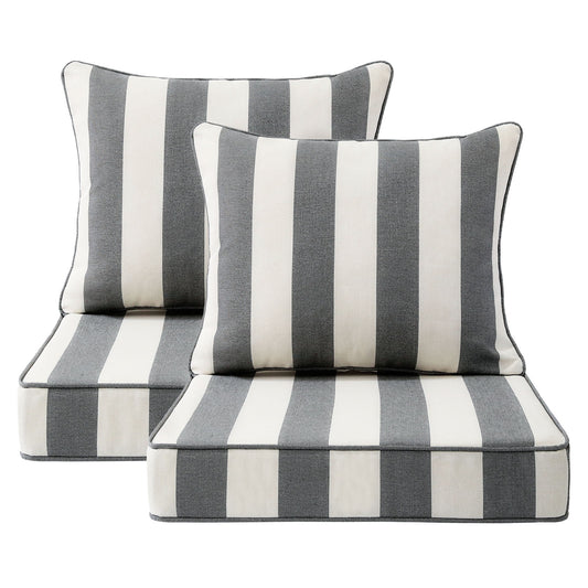 Unimatta Outdoor 24" x24" Deep Seat Cushion Gray Stripe