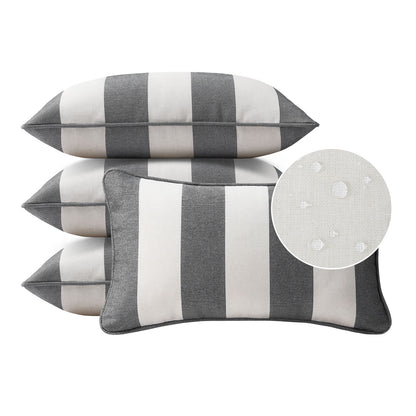 Unimatta Outdoor Pillow With Inserts Gray Stripe
