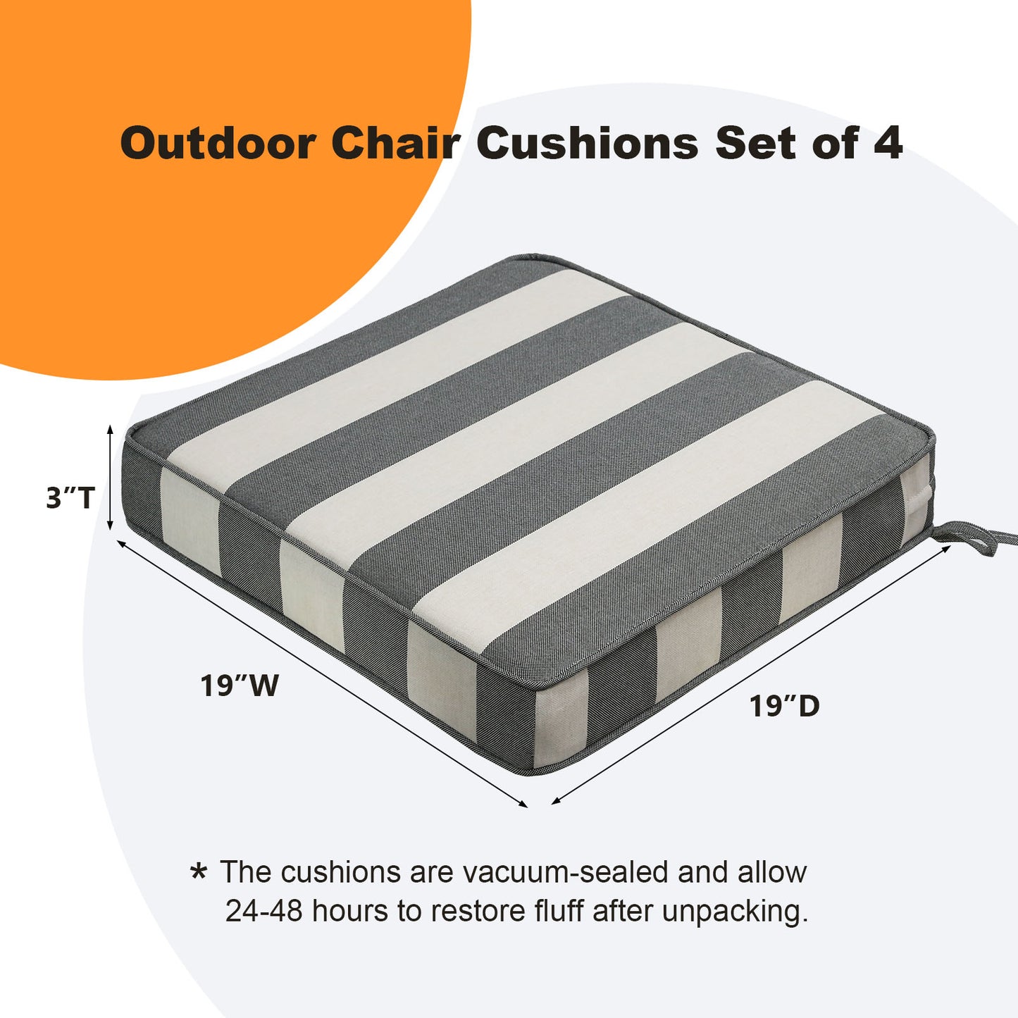 Unimatta Outdoor 19" x19" Seat Cushion Gray Stripe