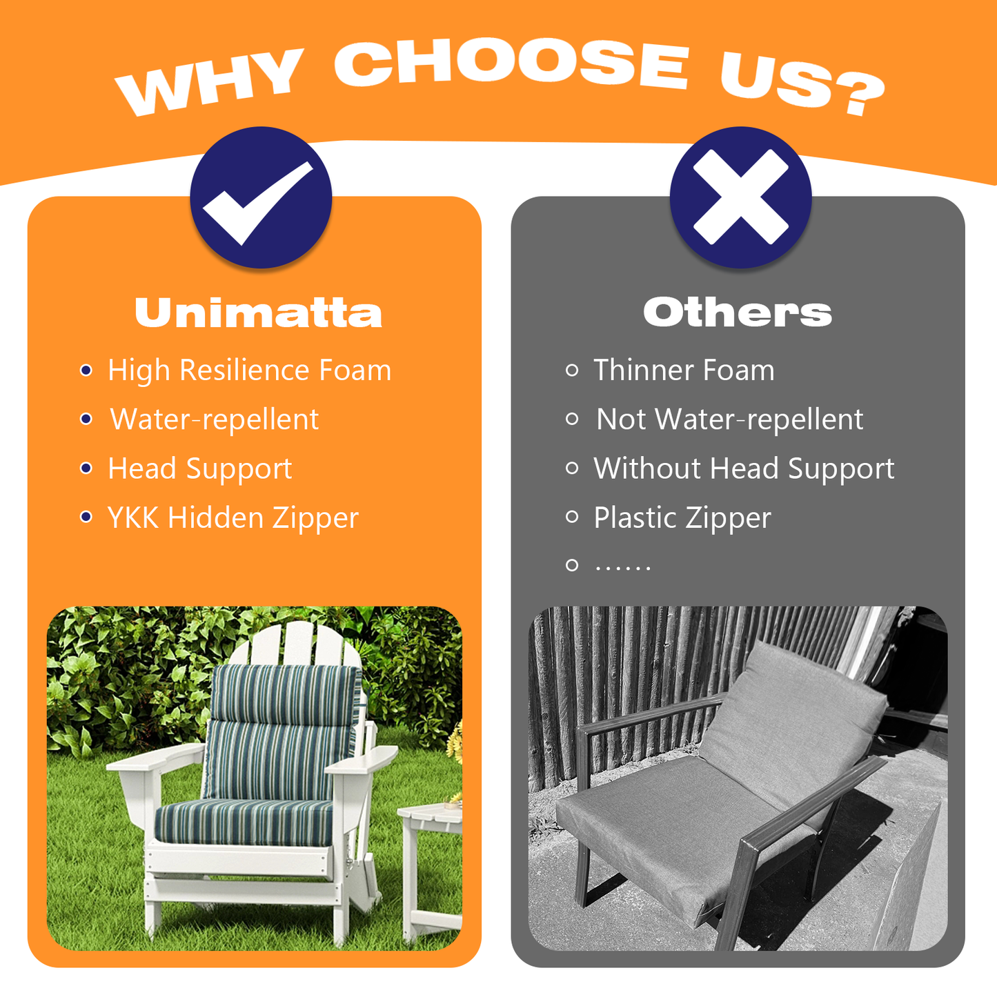 Unimatta Outdoor 44" x21" High Back Cushion