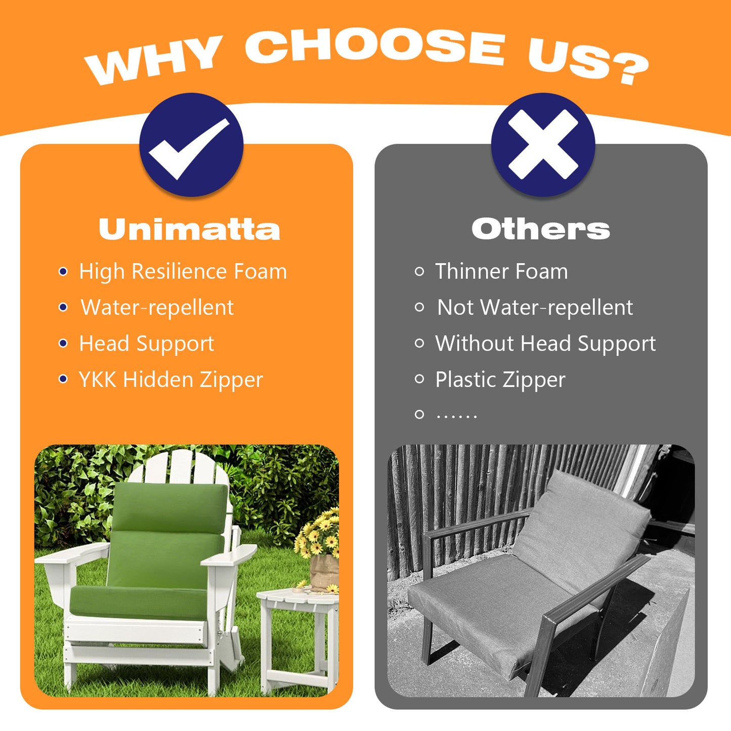 Unimatta Outdoor 44" x21" High Back Cushion