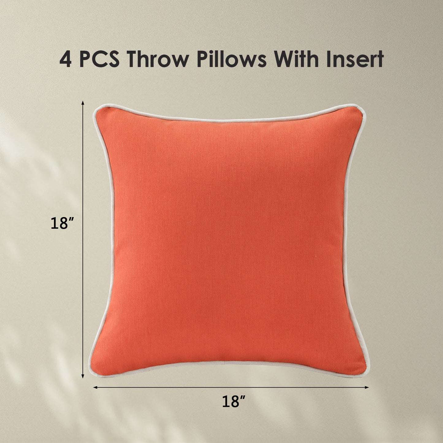 Unimatta Outdoor Pillow With Inserts Coral Orange
