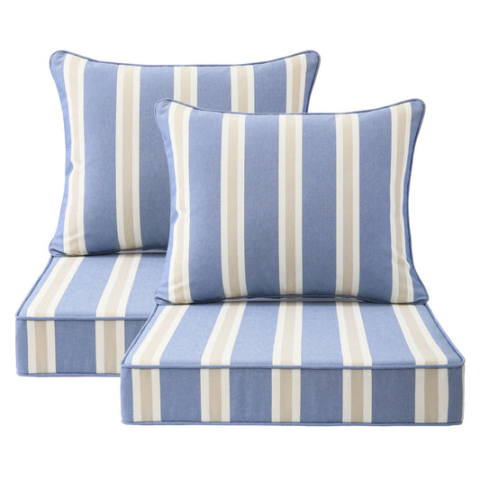 Unimatta Outdoor 24" x24" Deep Seat Cushion Navy Linen Stripe