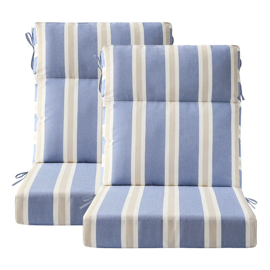 Unimatta Outdoor 44" x21" High Back Cushion Navy Linen Stripe