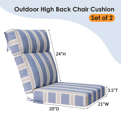 Unimatta Outdoor 44" x21" High Back Cushion Navy Linen Stripe