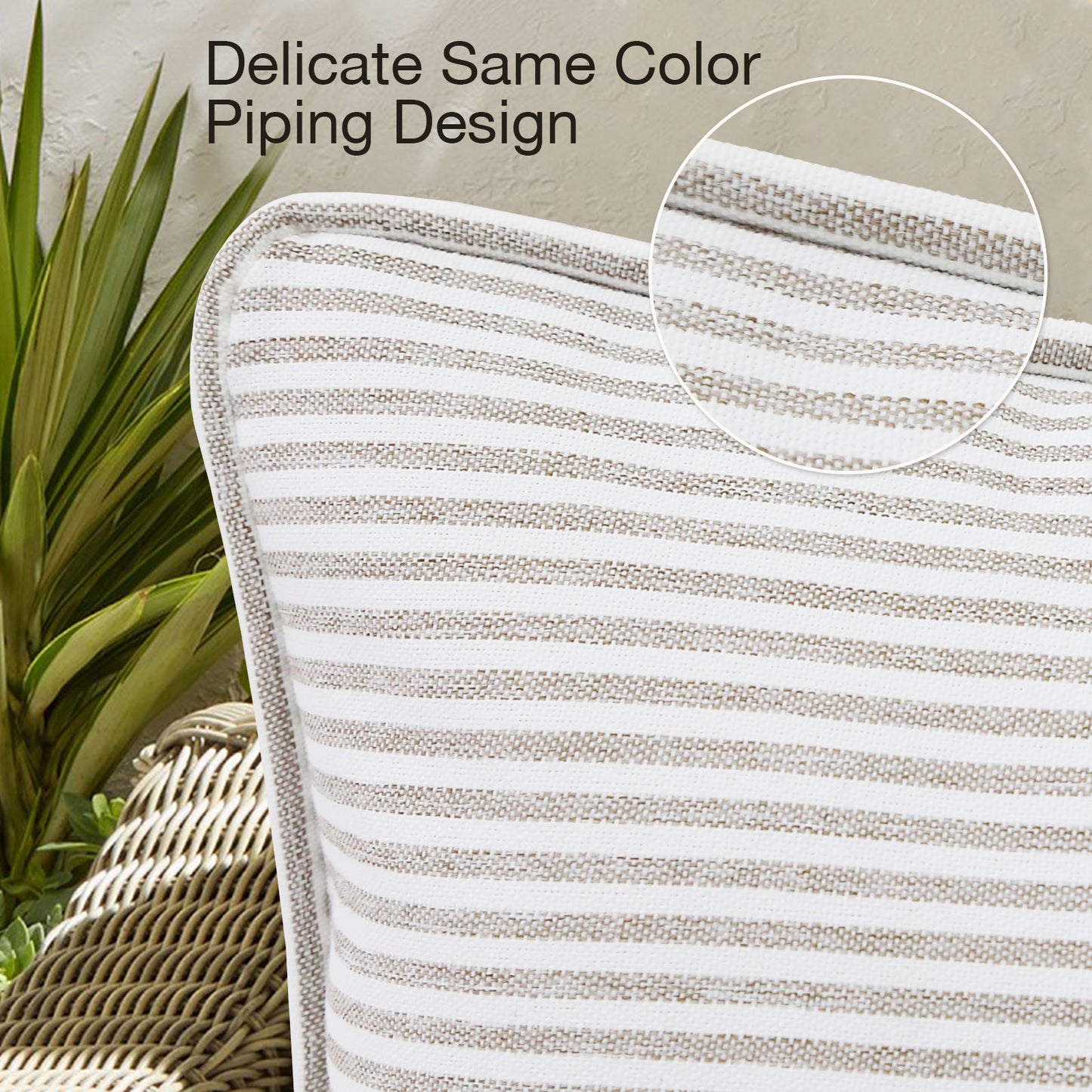 Unimatta Outdoor Pillow With Inserts Tan Stripe