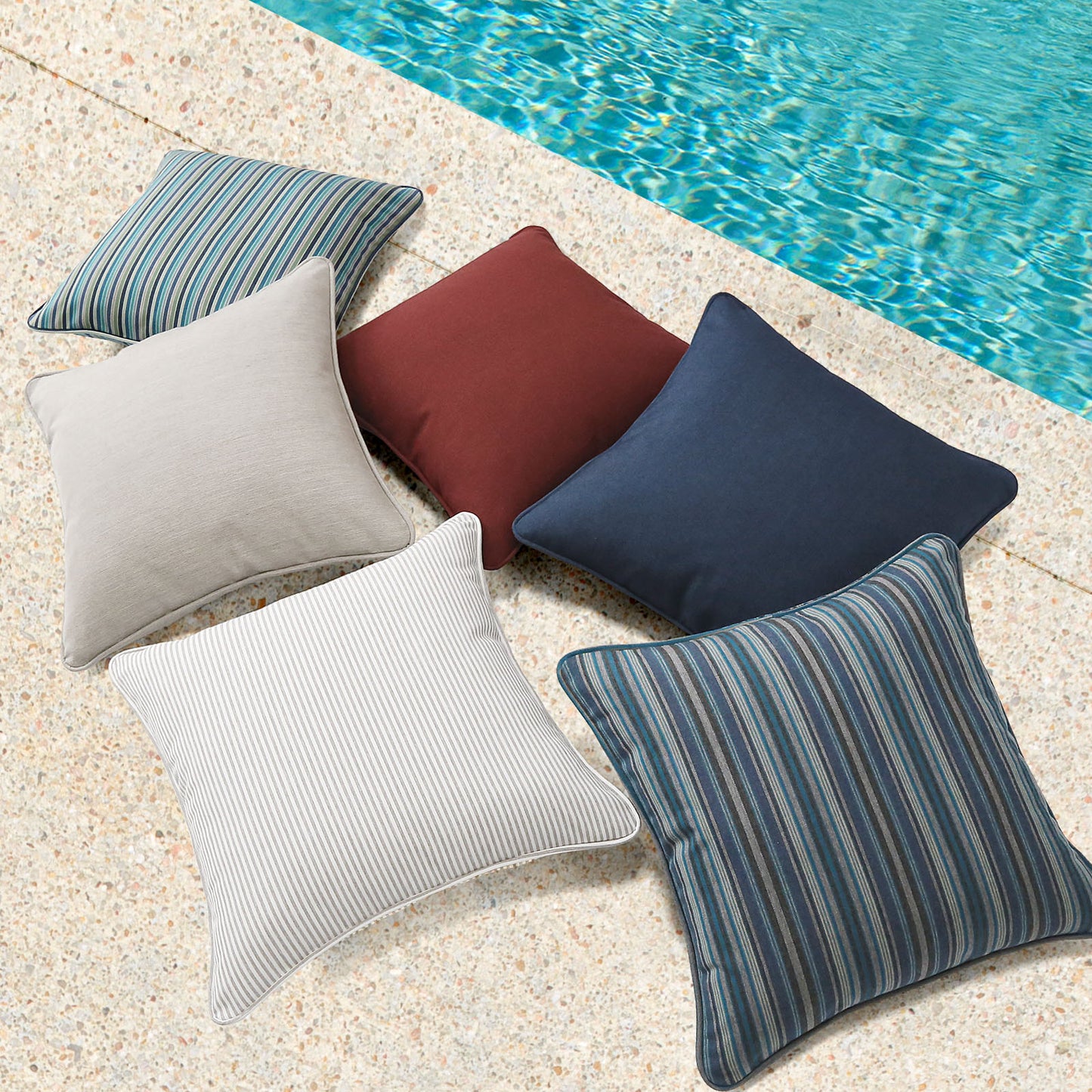 Unimatta Outdoor Pillow With Inserts Tan Stripe