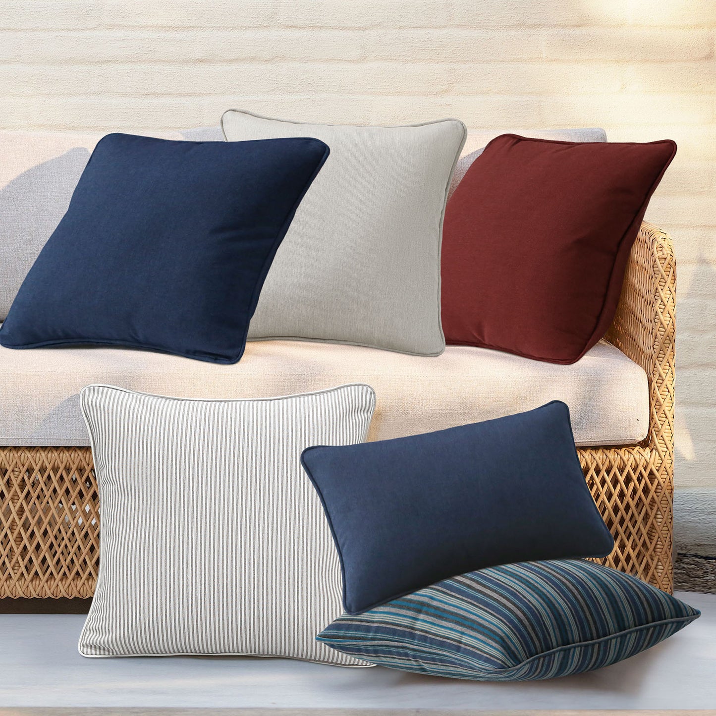 Unimatta Outdoor Pillow With Inserts Tan Stripe