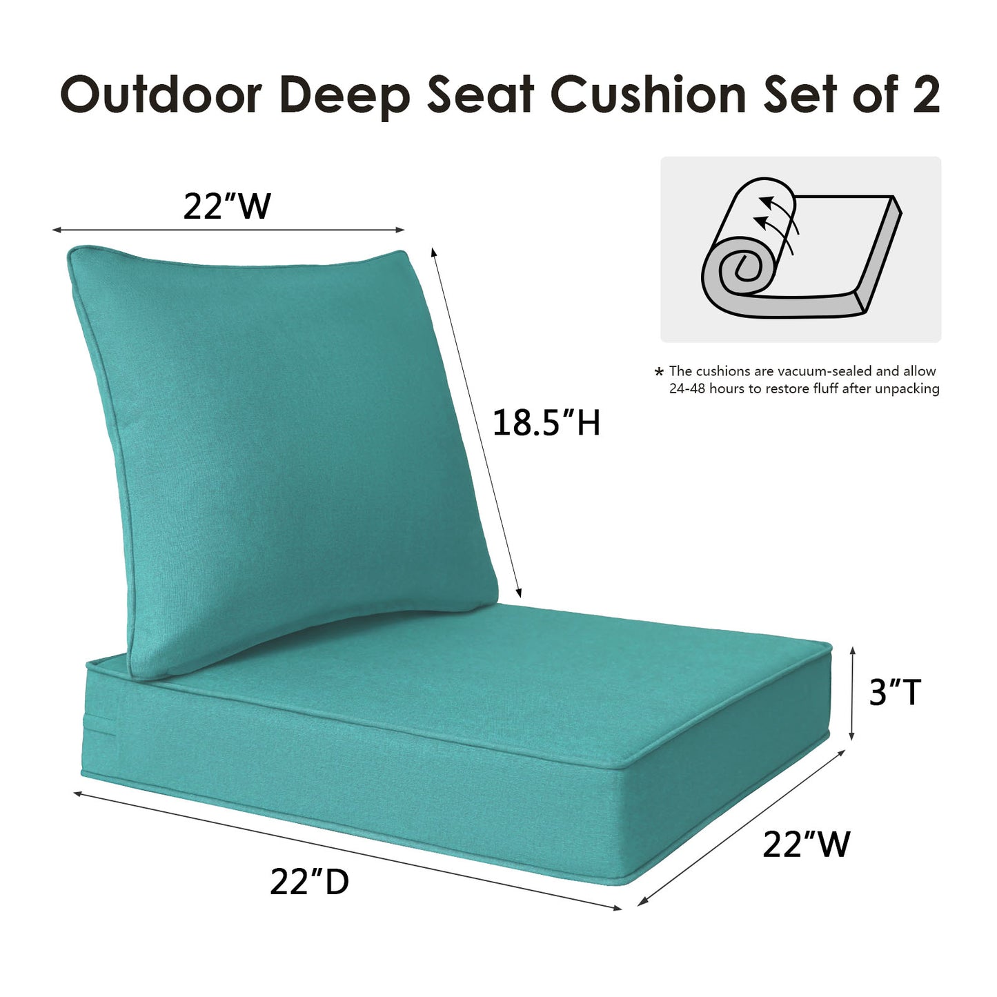 Unimatta Outdoor 24" x24" Deep Seat Cushion