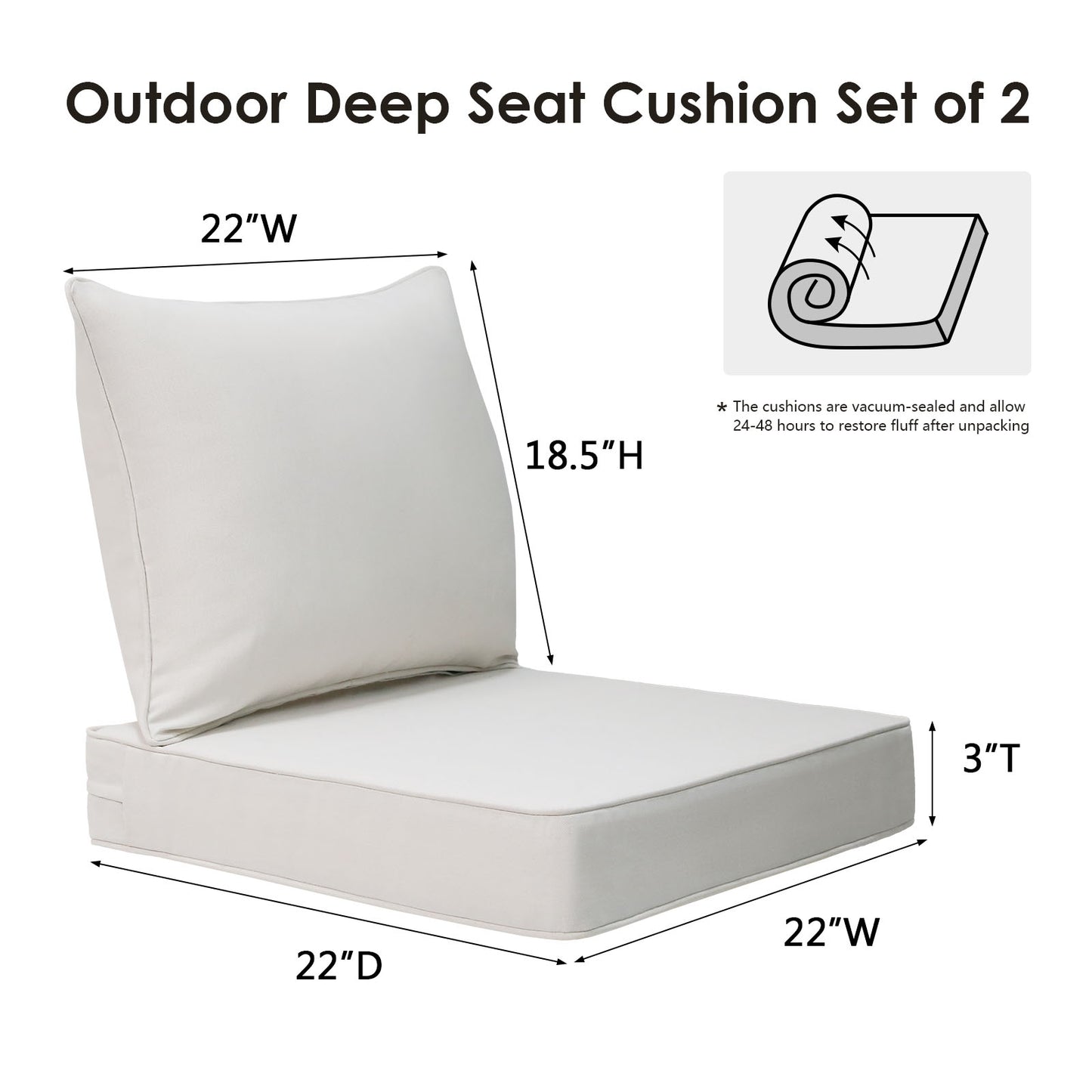 Unimatta Outdoor 24" x24" Deep Seat Cushion