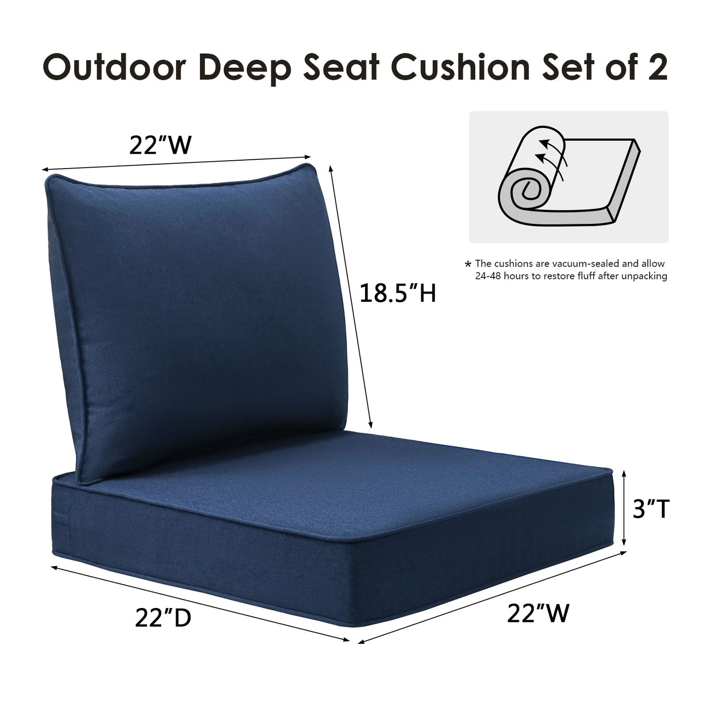 Unimatta Outdoor 24" x24" Deep Seat Cushion