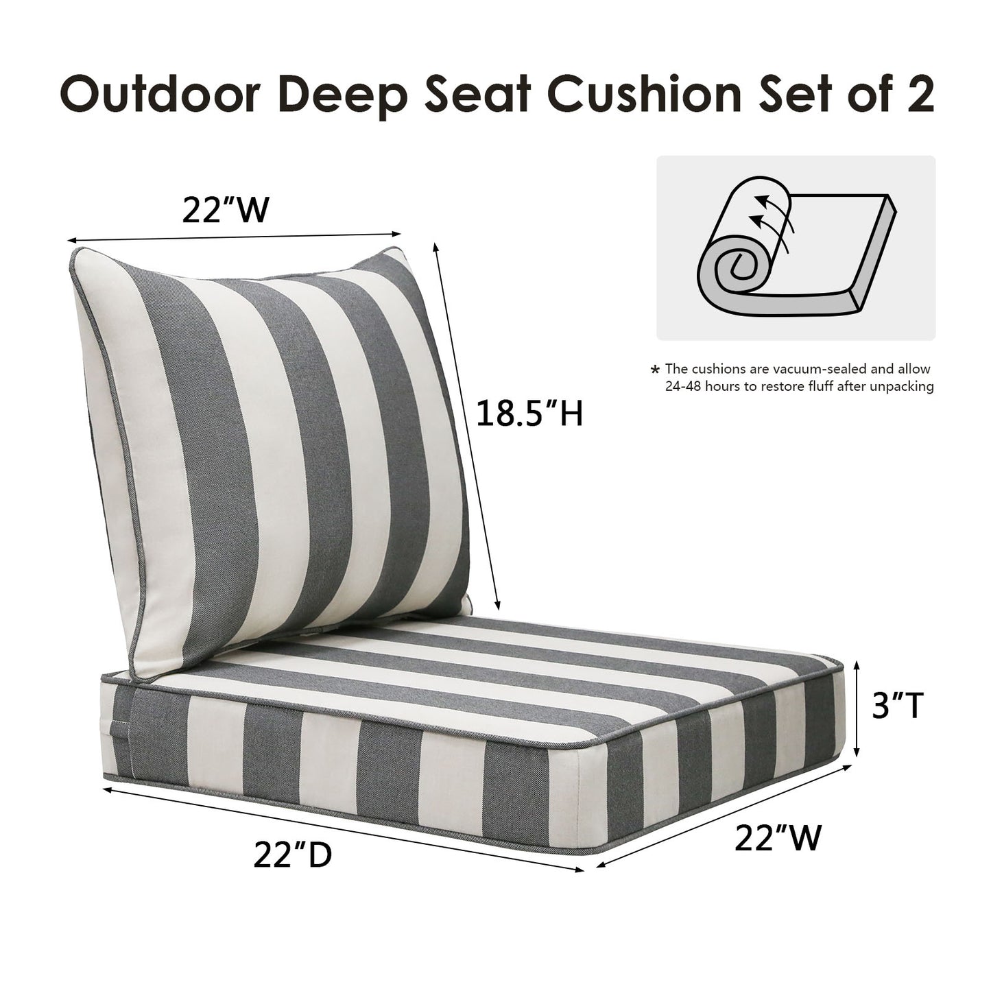 Unimatta Outdoor 24" x24" Deep Seat Cushion