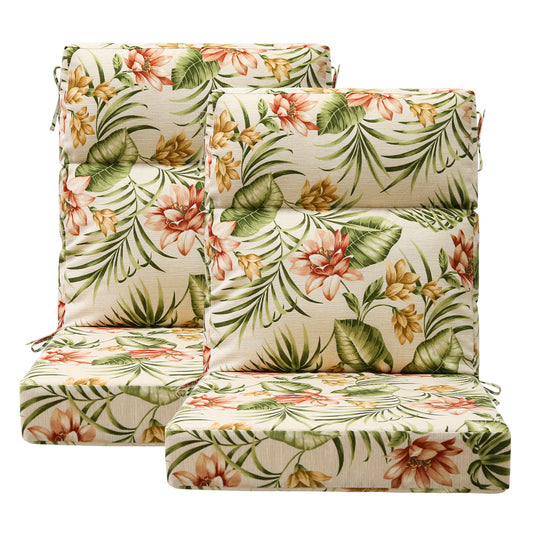 Unimatta Outdoor 44" x21" High Back Cushion Leaf and Flower
