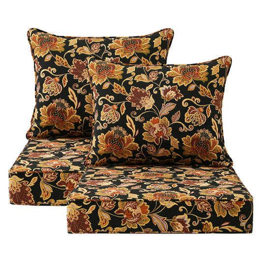 Unimatta Outdoor 24" x24" Deep Seat Cushion Red Yellow Vine Flower
