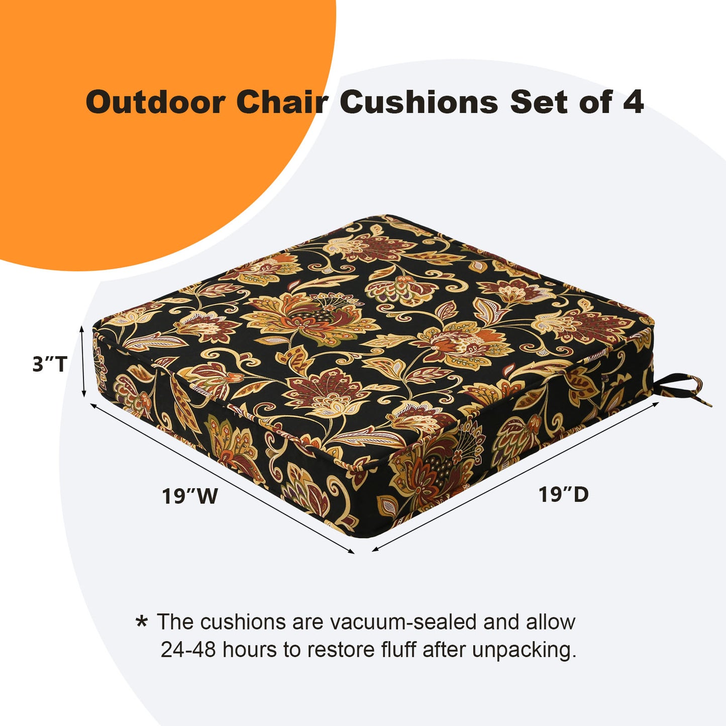 Unimatta Outdoor 19" x19" Seat Cushion Red Yellow Vine Flower