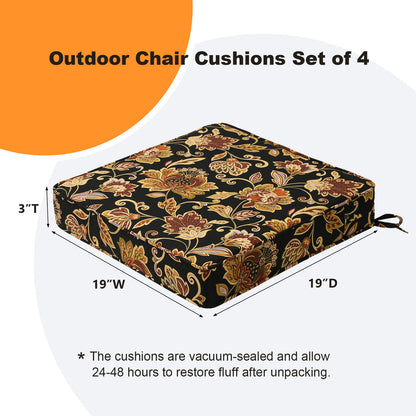 Unimatta Outdoor 19" x19" Seat Cushion Red Yellow Vine Flower