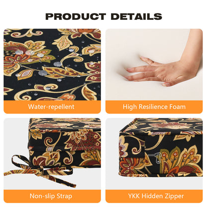 Unimatta Outdoor 19" x19" Seat Cushion Red Yellow Vine Flower