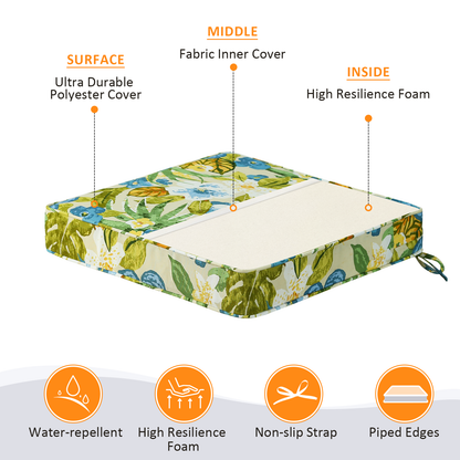 Unimatta Outdoor 19" x19" Seat Cushion Blue Flower