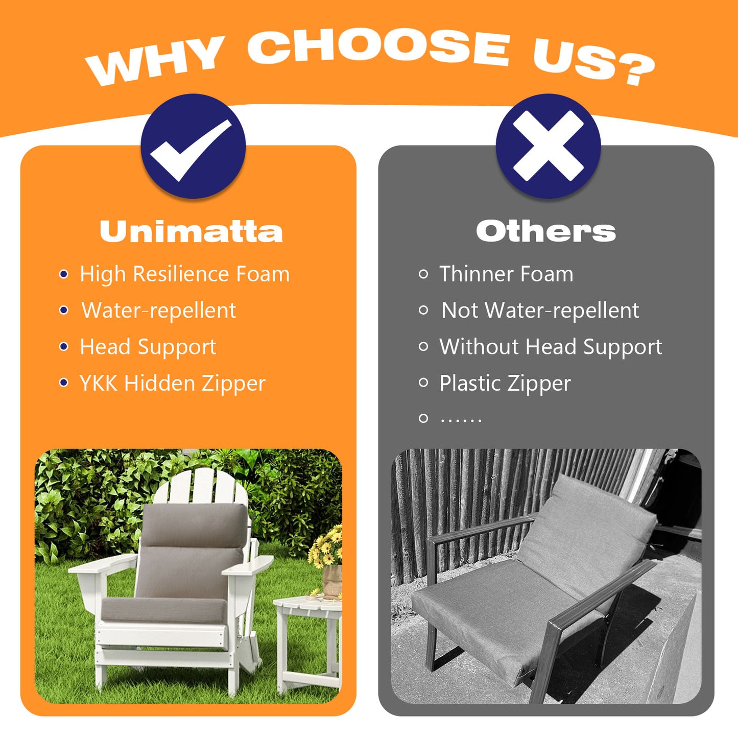 Unimatta Outdoor 44" x21" High Back Cushion