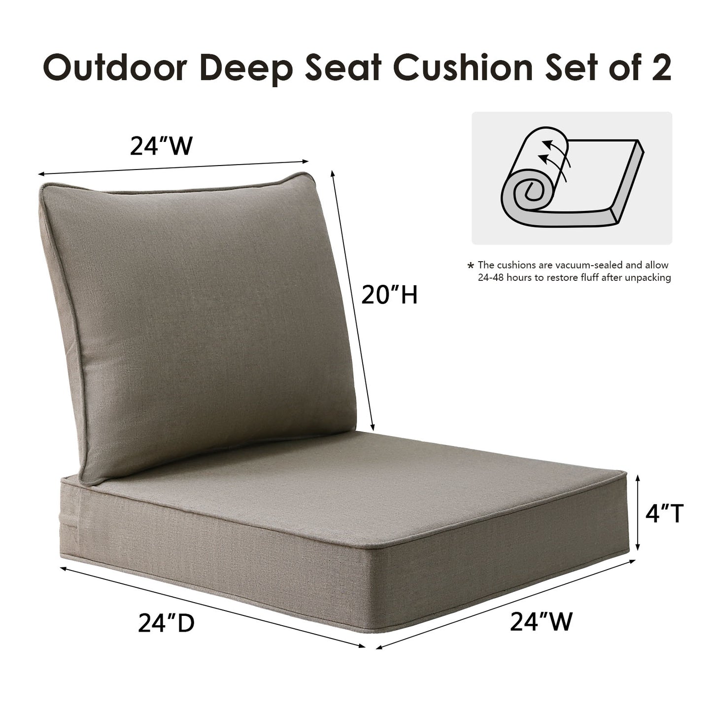 Unimatta Outdoor 24" x24" Deep Seat Cushion