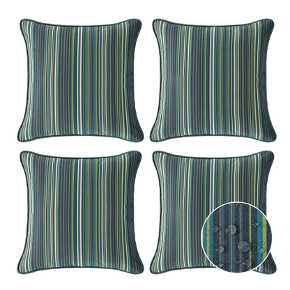 Sunbrella Outdoor  Pillow With Inserts Beach Stripe Lagoon