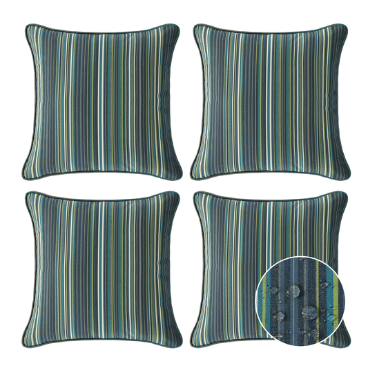 Sunbrella Outdoor  Pillow With Inserts Beach Stripe Lagoon