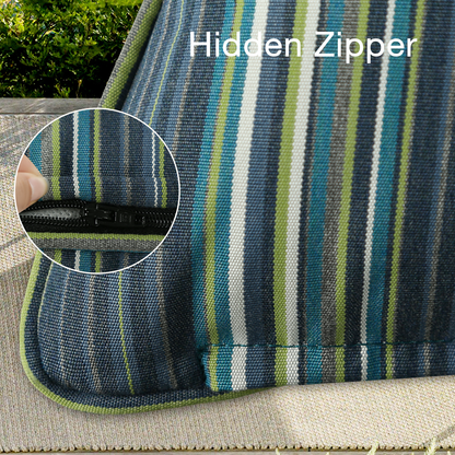 Sunbrella Outdoor  Pillow With Inserts Beach Stripe Lagoon