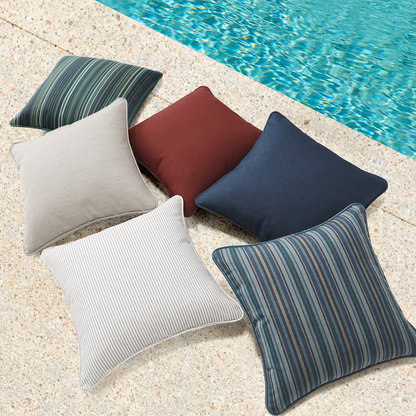 Sunbrella Outdoor  Pillow With Inserts Beach Stripe Lagoon