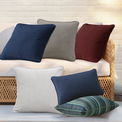 Sunbrella Outdoor  Pillow With Inserts Beach Stripe Lagoon