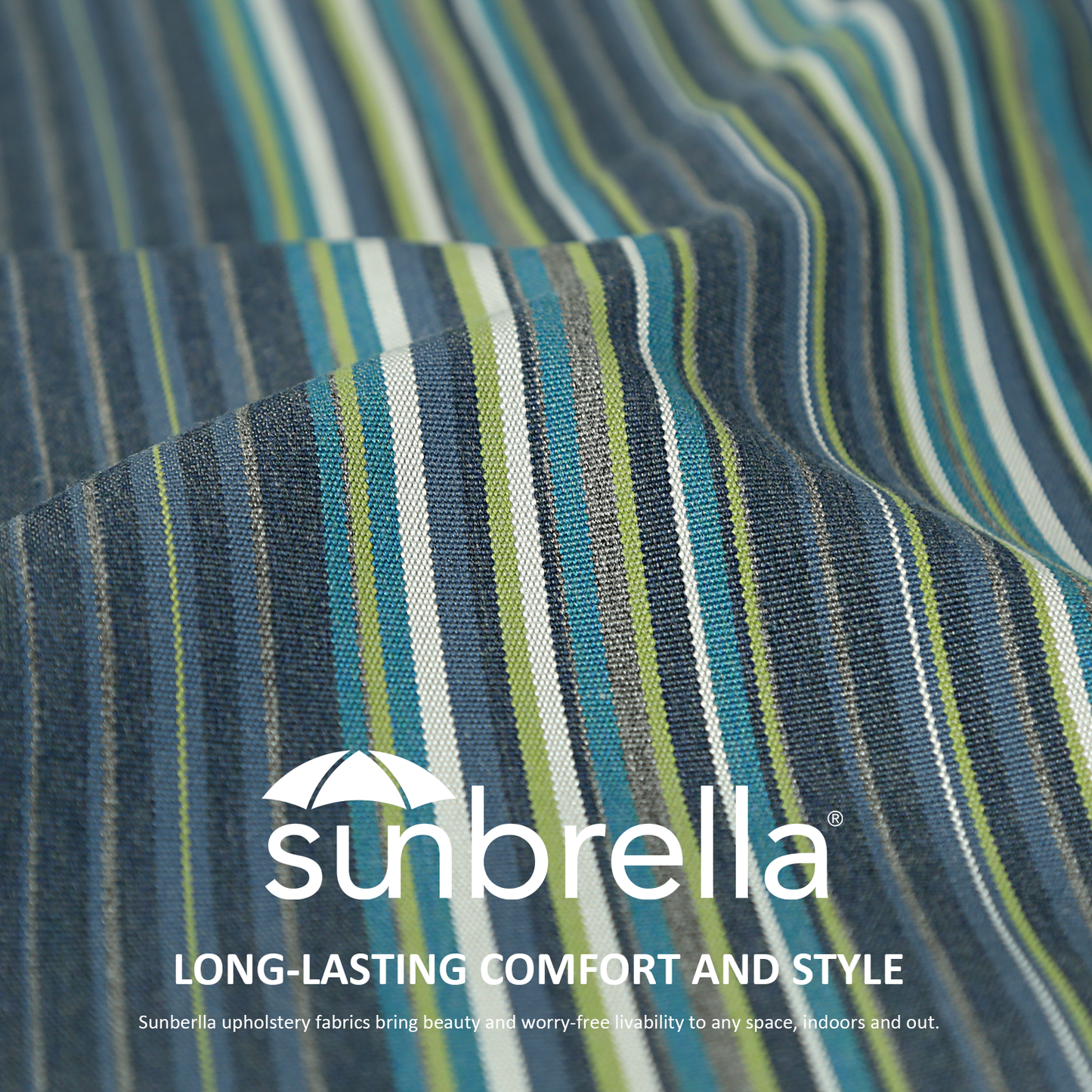 Sunbrella Outdoor 19" x19" Seat Cushion Beach Stripe Lagoon