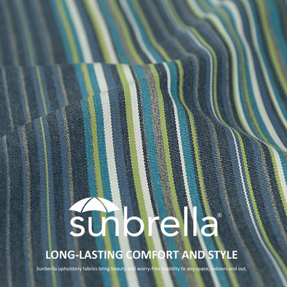 Sunbrella Outdoor 19" x19" Seat Cushion Beach Stripe Lagoon