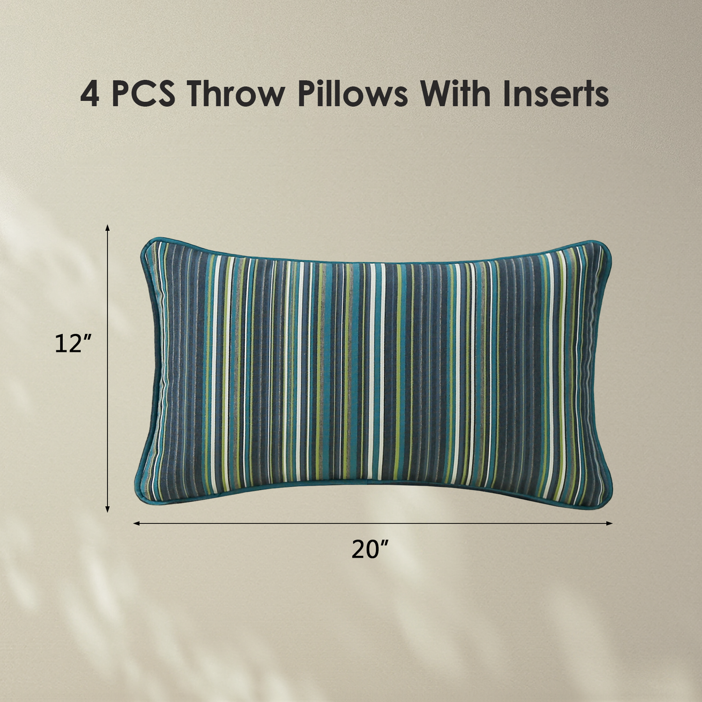 Sunbrella Outdoor  Pillow With Inserts Beach Stripe Lagoon