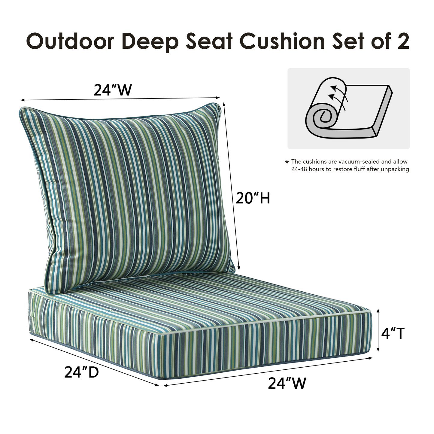 Sunbrella Outdoor 24" x24" Deep Seat Cushion Troupe Caribbean