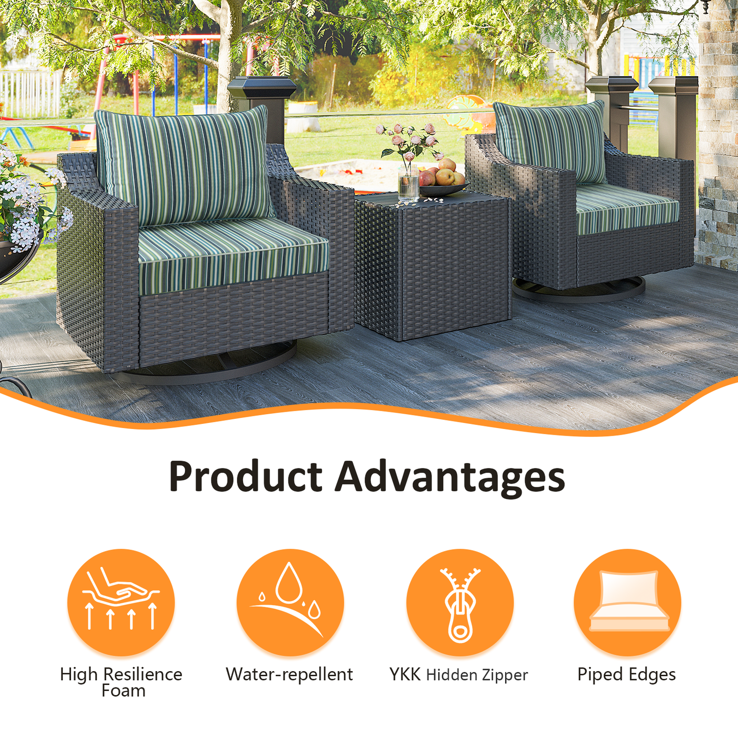 Sunbrella Outdoor 24" x24" Deep Seat Cushion Troupe Caribbean