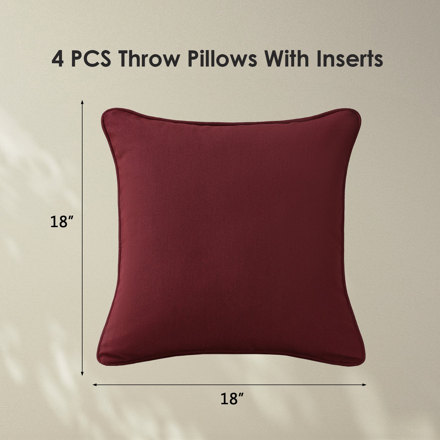 Sunbrella Outdoor  Pillow With Inserts Spectrum Ruby