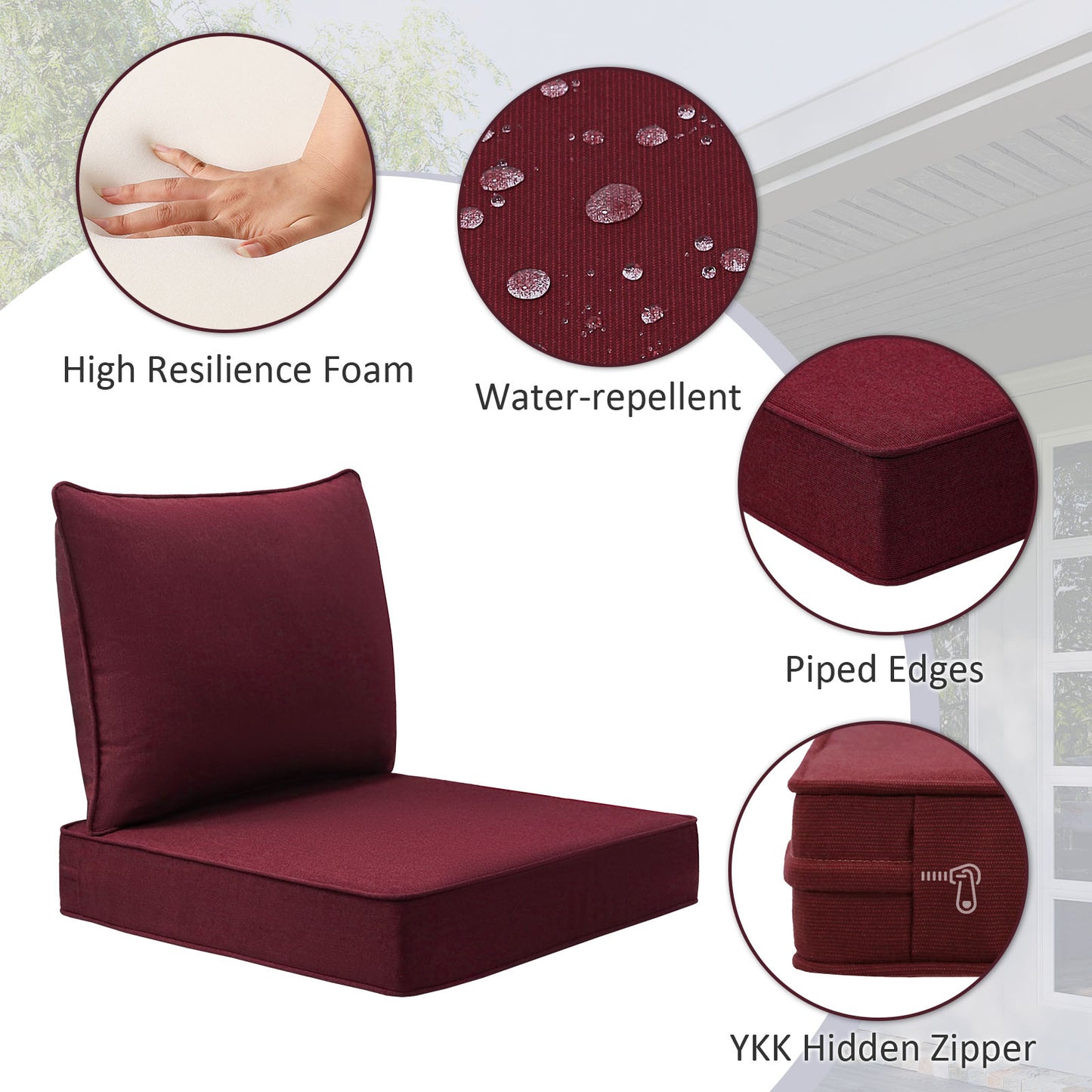 Sunbrella Outdoor 24" x24" Deep Seat Cushion Spectrum Ruby