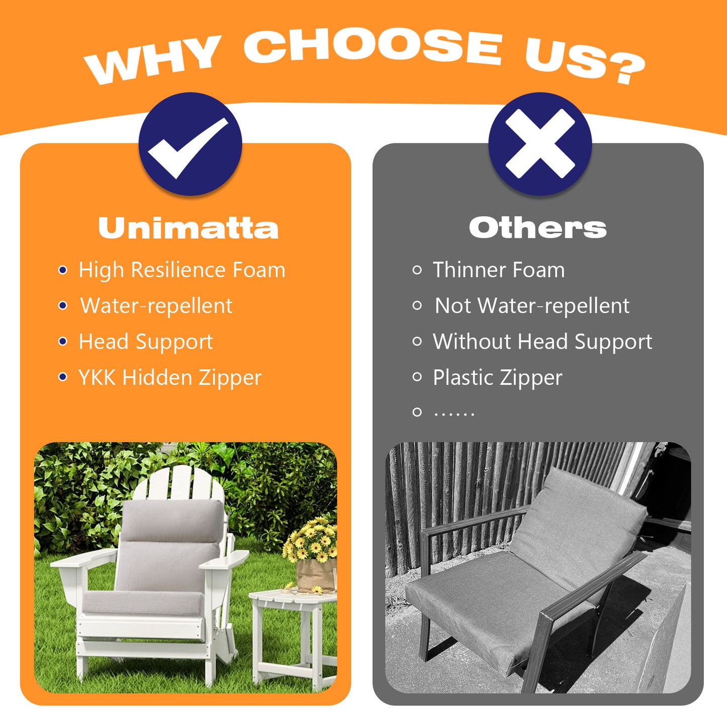 Unimatta Outdoor 44" x21" High Back Cushion