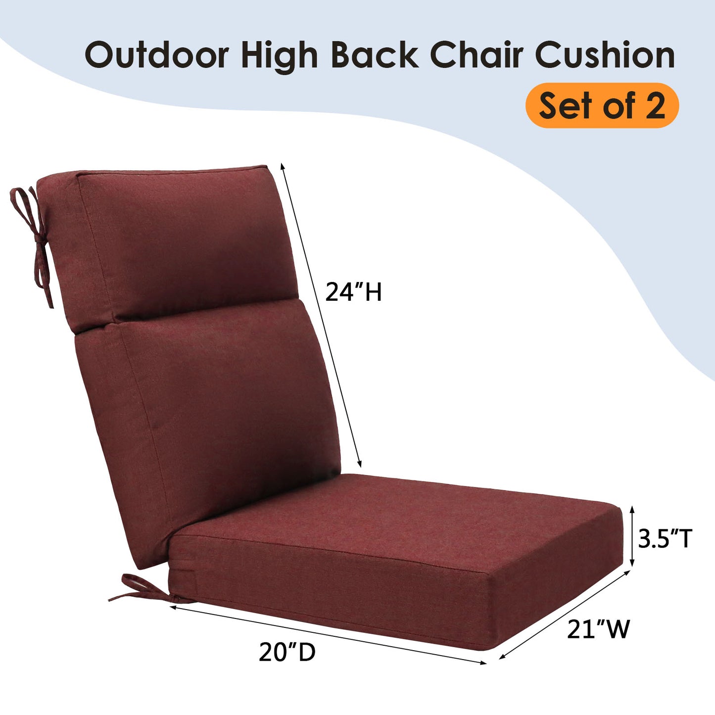 Sunbrella Outdoor 44" x21" High Back Cushion Spectrum Brick