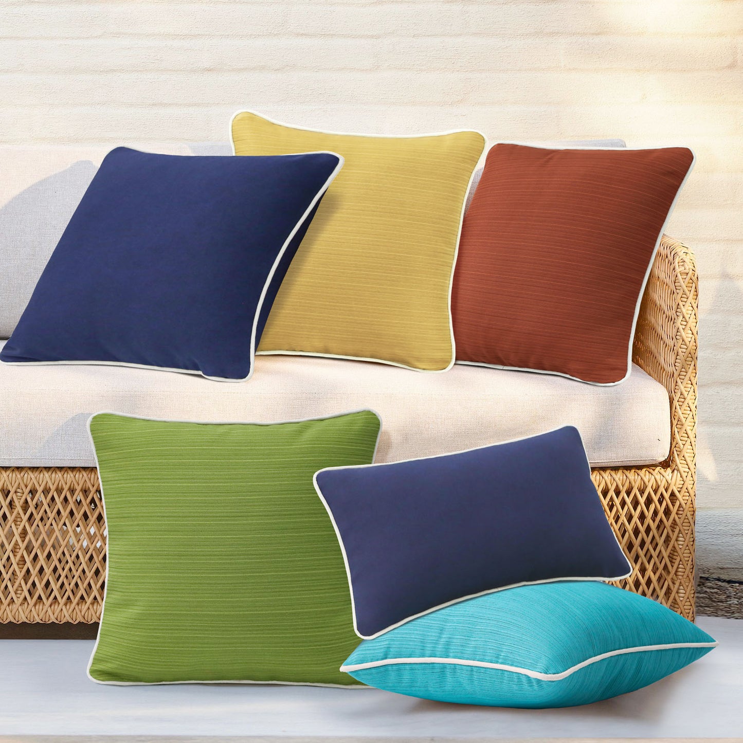 Unimatta Outdoor Pillow With Inserts Yellow Brown