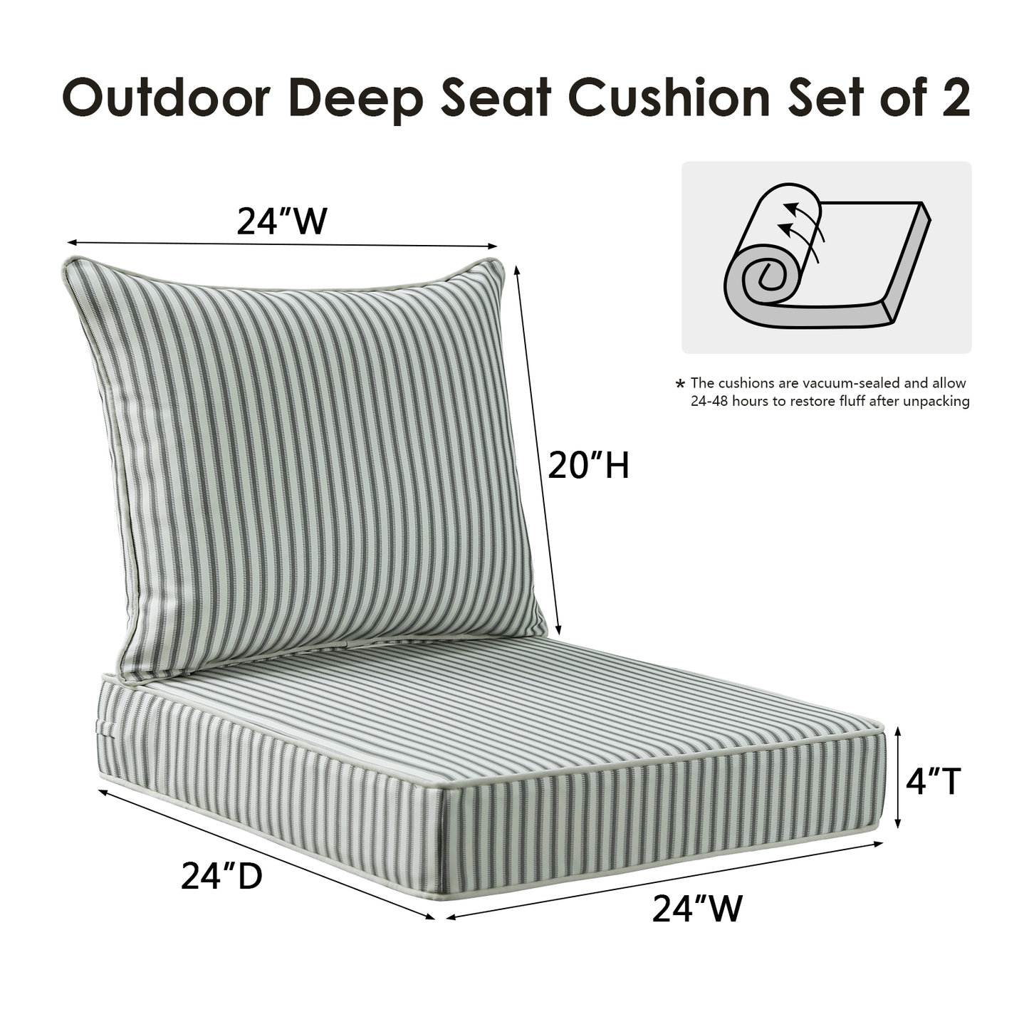 Unimatta Outdoor 24" x24" Deep Seat Cushion
