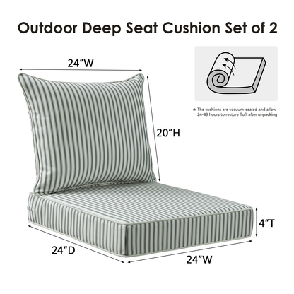 Unimatta Outdoor 24" x24" Deep Seat Cushion Black and White